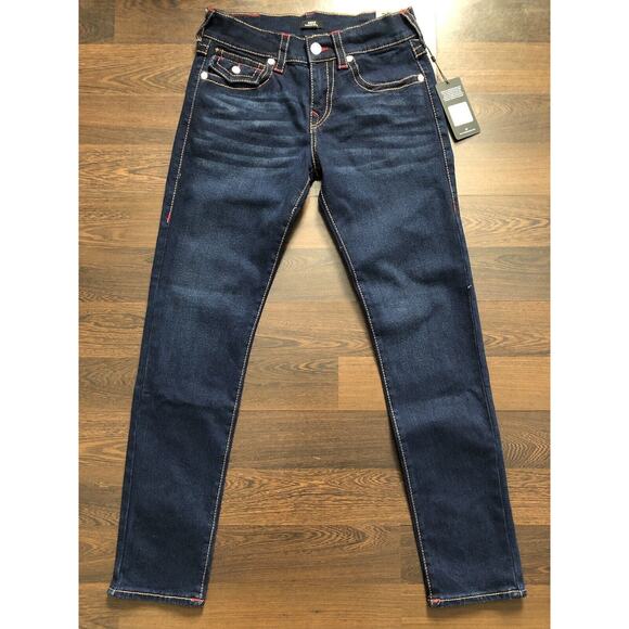 True Religion Men's Rocco Big T Flap Relaxed Skinny Jeans 108064 Size 30 $199